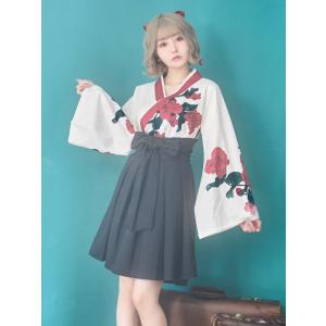 コスプレ衣装 袴衣装 花柄 膝丈 和服 着物 ...の詳細画像3