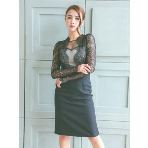 キャバ ドレス キャバドレス 膝丈 長袖 ミニ...の詳細画像3