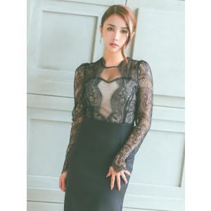 キャバ ドレス キャバドレス 膝丈 長袖 ミニ...の詳細画像4