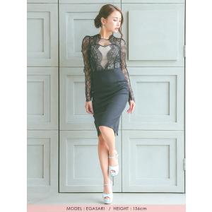 キャバ ドレス キャバドレス 膝丈 長袖 ミニ...の詳細画像5