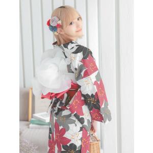 浴衣 2点セット レディース 女性 黒 赤 白...の詳細画像2