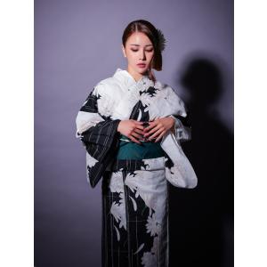 浴衣 2点セット レディース 女性 白 黒 緑...の詳細画像1
