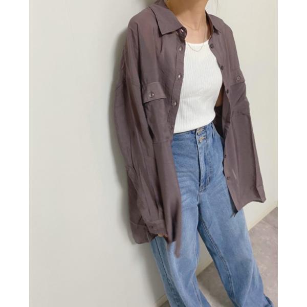 オーバーサイズ 長袖 シアーシャツ 春 夏 アウター トップス シャツ ブラウス 透け感 抜け感　メ...