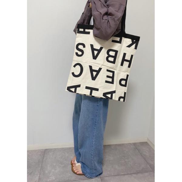 アルファベット　ロゴ　トートバッグ　2way仕様　大容量　エコバッグ　キャンバス　A4　通勤　通学　...