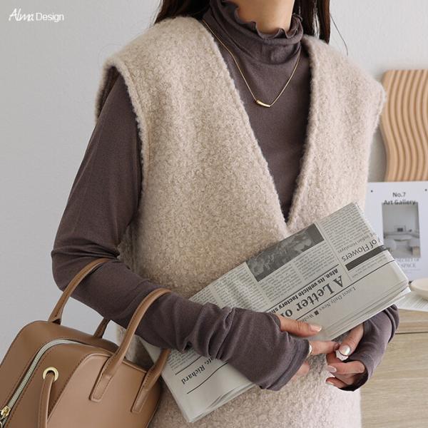 シアー ハイネック メロウ 指ぬき サムホール インナー 重ね着 レイヤード トップス レディース ...