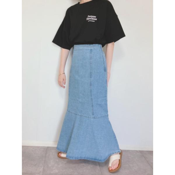 マーメイド デニム スカート カジュアル 春 夏 脚長 ロングスカート ボトムス ブルー ブリーチ ...