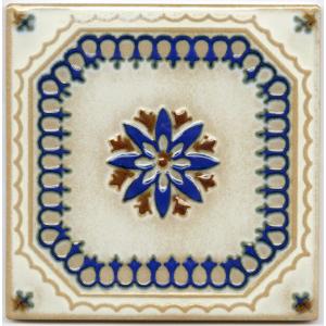 アンティーク デザインタイル 150角 花 マジョリカタイル 大正ロマン