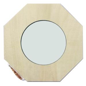 (全品5倍P+5〜30%OFF 10月24〜25日限定)木製クラフト　SK-00425　八角鏡　接着テープ・吊り鎖月　塗装はしてありません
