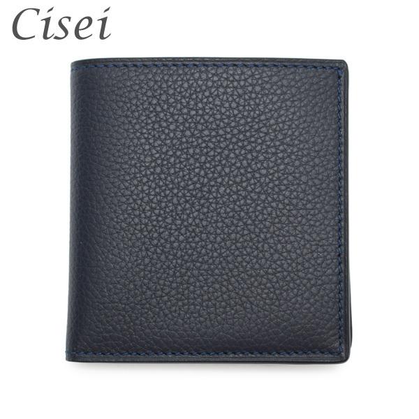 Cisei シセイ チセイ 二つ折り財布 P1023 LD NAVY ネイビー レザー メンズ レデ...