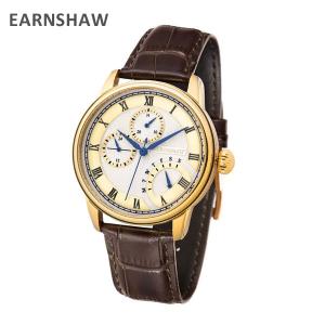 EARNSHAW アーンショウ 時計 腕時計 ES-8104-04 レザー ブラウン/ゴールド メンズ ウォッチ クォーツ