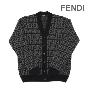 フェンディ カシミヤ カーディガン FZC433-APPA-F05HY ブラック/グレー メンズ FENDI CARDIGAN FF CROCHET CASH｜timeclub