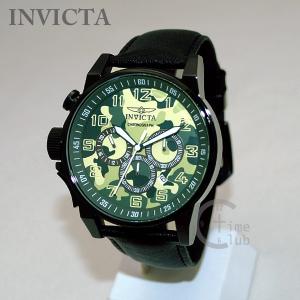 インビクタ 腕時計 INVICTA 時計 20544 I-Force フォース クロノグラフ ブラック/グリーン 迷彩 カモ カモフラージュ レザー メンズ インヴィクタ｜timeclub