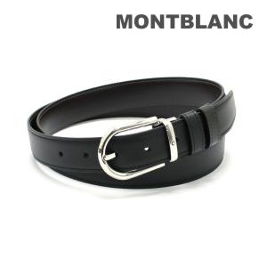 MontBlanc ブラックレザー ベルト MONTBLANC（モンブラン） ベルト レクタンギュラー シャイニー