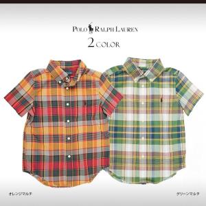ラルフローレン　ボーイズ　半袖シャツ　マドラスチェック　ボタンダウン　男の子２〜７歳