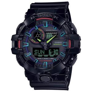 並行輸入品 10年保証 CASIO G-SHOCK カシオ Gショック GA-700RGB-1A 腕時計 時計 ブランド メンズ キッズ 子供 男の子 アナデジ 日付 防水 ブラック 黒｜timelovers