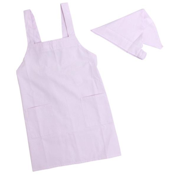 エプロン 子供用 キッズ ストライプ柄 三角巾付き H型 小学校 学校 給食エプロン 男の子 女の子...