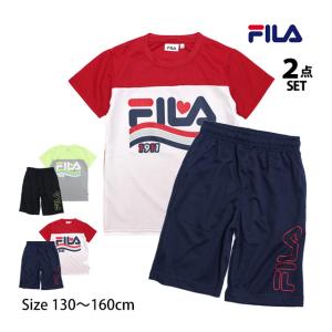 Tシャツ ハーフパンツ 上下セット FILA フィラ ジュニア キッズ 女の子 半袖 子供 セットアップ 吸汗速乾 130cm 140cm 150cm 160cm｜timely