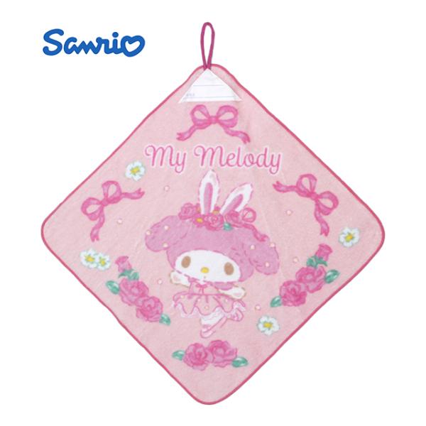 タオルハンカチ 綿100% ループ付きタオル マイメロ 手洗い お手拭きタオル 入学準備 入園 給食...