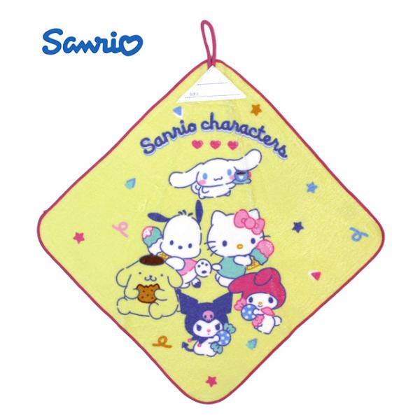 タオルハンカチ ループ付きタオル 綿100% 34×34cm サンリオ 手洗い お手拭き 入学準備 ...