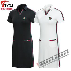 ゴルフウェアワンピース レディースゴルフウエア ハーフZIPモックネックワンピース