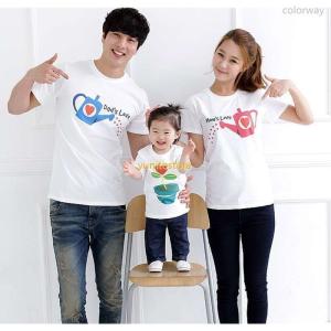 親子お揃い Tシャツ 親子ペア 半袖 ホワイト ラウンドネック