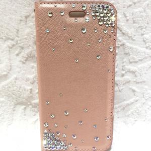 iPhone 全機種対応ケース　SWAROVSKI 　手帳型　ピンクゴールド　 クリスタルオーロラグラデーション　スワロフスキー　デコレーション　