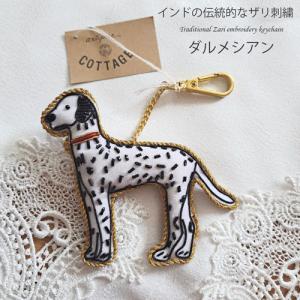 インドザリ刺繍キーホルダー（フラミンゴ）キーホルダー ビーズ刺繍