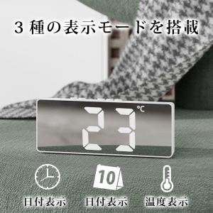 置き時計 LED ライト デジタル 鏡面 時計...の詳細画像2