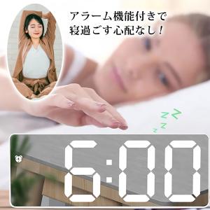 置き時計 LED ライト デジタル 鏡面 時計...の詳細画像3