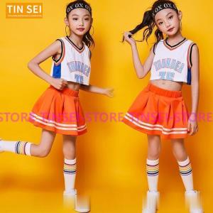 ダンス Tシャツ フリーツスカート キッズ ダンス衣装 ヒップホップ ジャズダンス チア チアガール HIPHOP 女の子 ステージ衣装 演出服 応援団 練習着｜tinsei-store