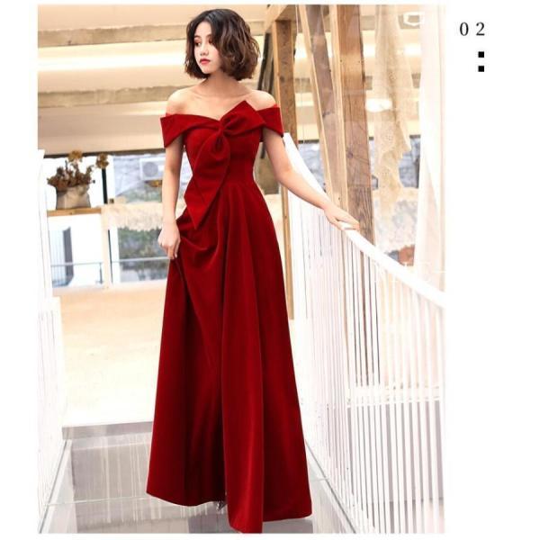 オフショルダー パーティードレス ウエディングドレス ロングドレス 結婚式ドレス 二次会 披露宴 演...