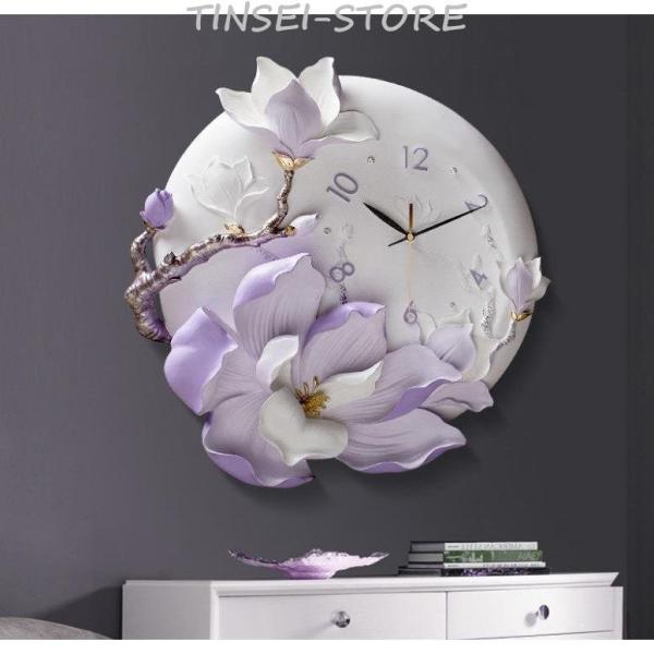 壁掛け時計 バラお花の壁掛け 壁飾り 北欧 お花が好きな方にプレゼント適 北欧風　芸術風