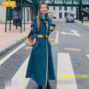 通販 DESARS ダブルブレストロングコート ミディ丈 ブラック 厚手 高