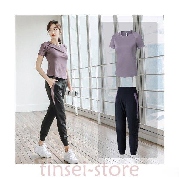 スポーツウェア レディース セット 細見せ トレーニングウェア 上下 ランニング ウェア 可愛い フ...