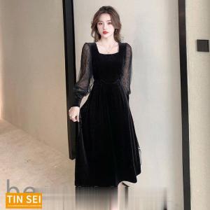 結婚式 ドレス ぽっちゃり ワンピース 秋冬 きれいめ 大きいサイズ 黒 個性的 長袖 S M L 2l 3l 祝賀会 服装 女性 卒業式コーデ 入学式 ママ 韓国 ベルベット Tinsei0604 Za60 Tinseiヤフー店 通販 Yahoo ショッピング