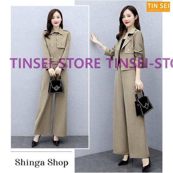 セットアップ レディース 秋冬 40代 20代 フォーマル 長袖 2点セット アウター ガウチョパン...