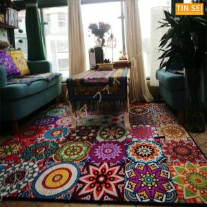 ラグマッ カーペット 滑り止め付 洗えるラグ エスニック風 ボヘミアン風 モロッコ風 ラグ 一人暮らし 折り畳み 長方形 家 オフィス レストラン適用  けが ケガ