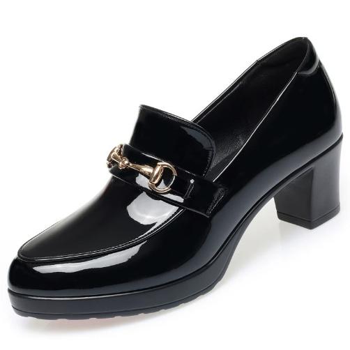 ローファー スクエアトゥ パンプス ヒールローファー エナメル チャンキーヒール カジュアル コイン...