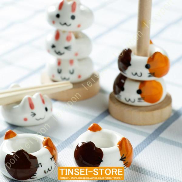 オシャレ かわいい うさぎ型 セラミック 置物 ねこ 箸置き セット ねこ おもしろ雑貨 キッチン雑...