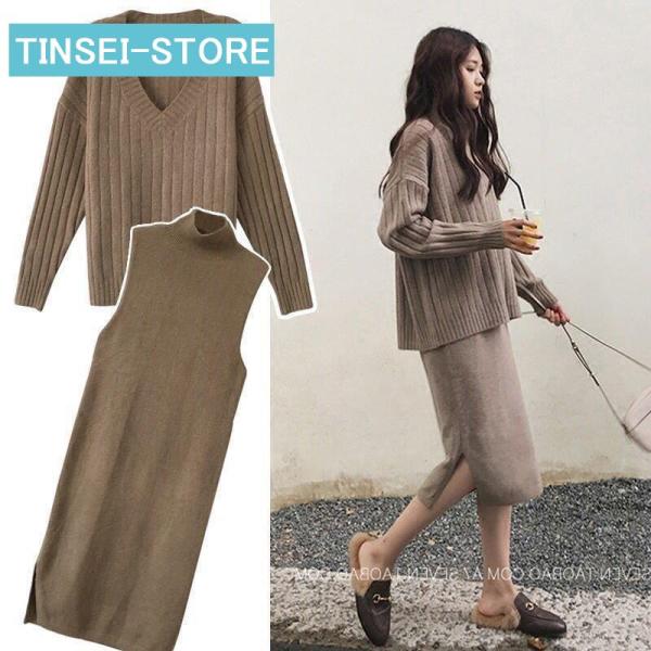 マタニティ ワンピース セットアップ ニットワンピース 妊娠 セーター ニットワンピ 産前 産後 マ...