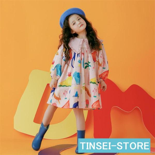 子供服 ワンピース 長袖 春夏 女の子 キッズワンピース ロングワンピース チュニック 子供ドレス ...