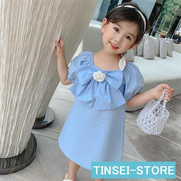 ワンピース ベビー 子供服 半袖 春夏 女の子 キッズワンピース ロングワンピース チュニック ジュ...
