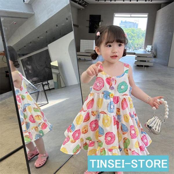 ワンピース ノースリーブ ベビー 子供服 春夏 女の子 キッズワンピース ロングワンピース チュニッ...