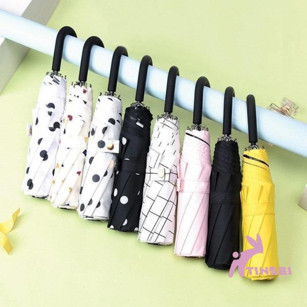 折りたたみ傘レディース日傘雨傘晴雨兼用傘ドットプリント手動傘UVカット紫外線対策完全遮光遮熱3段折り...