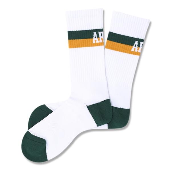 Arch bi-color crew mid. socks【A324105】white/viridi...