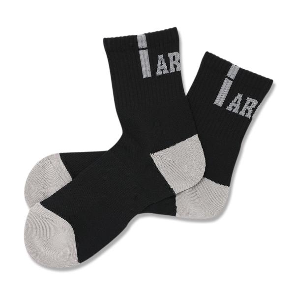 Arch  vertical crew socks 【A324111】black/gray