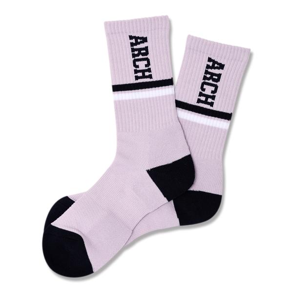 Arch drop line crew mid. socks【A325103】lilac/black