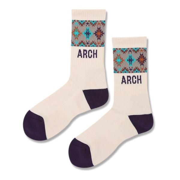 Arch native pattern crew mid. socks【A325106】ivory/...