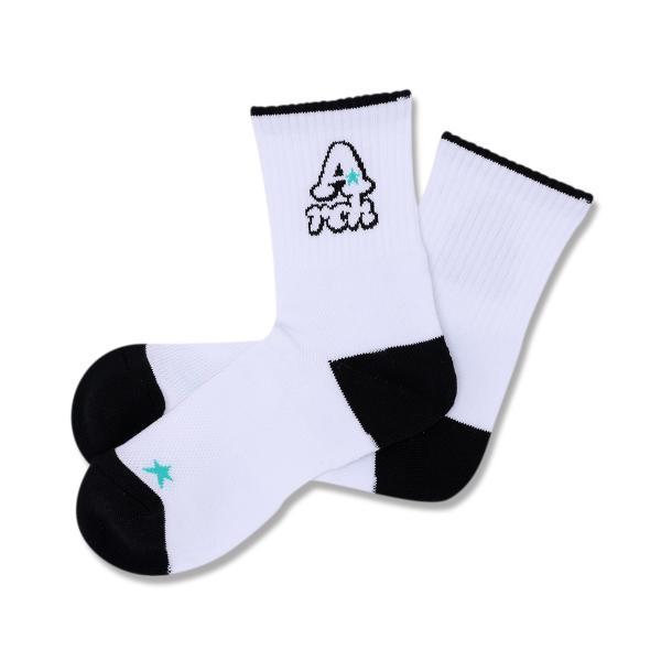 Arch playful logo crew socks【A325109】white/black