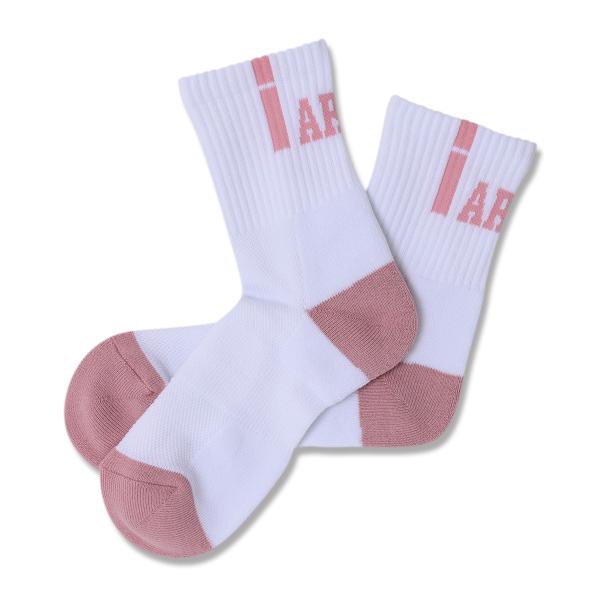 Arch  vertical crew socks 【A326101】white/peach bei...